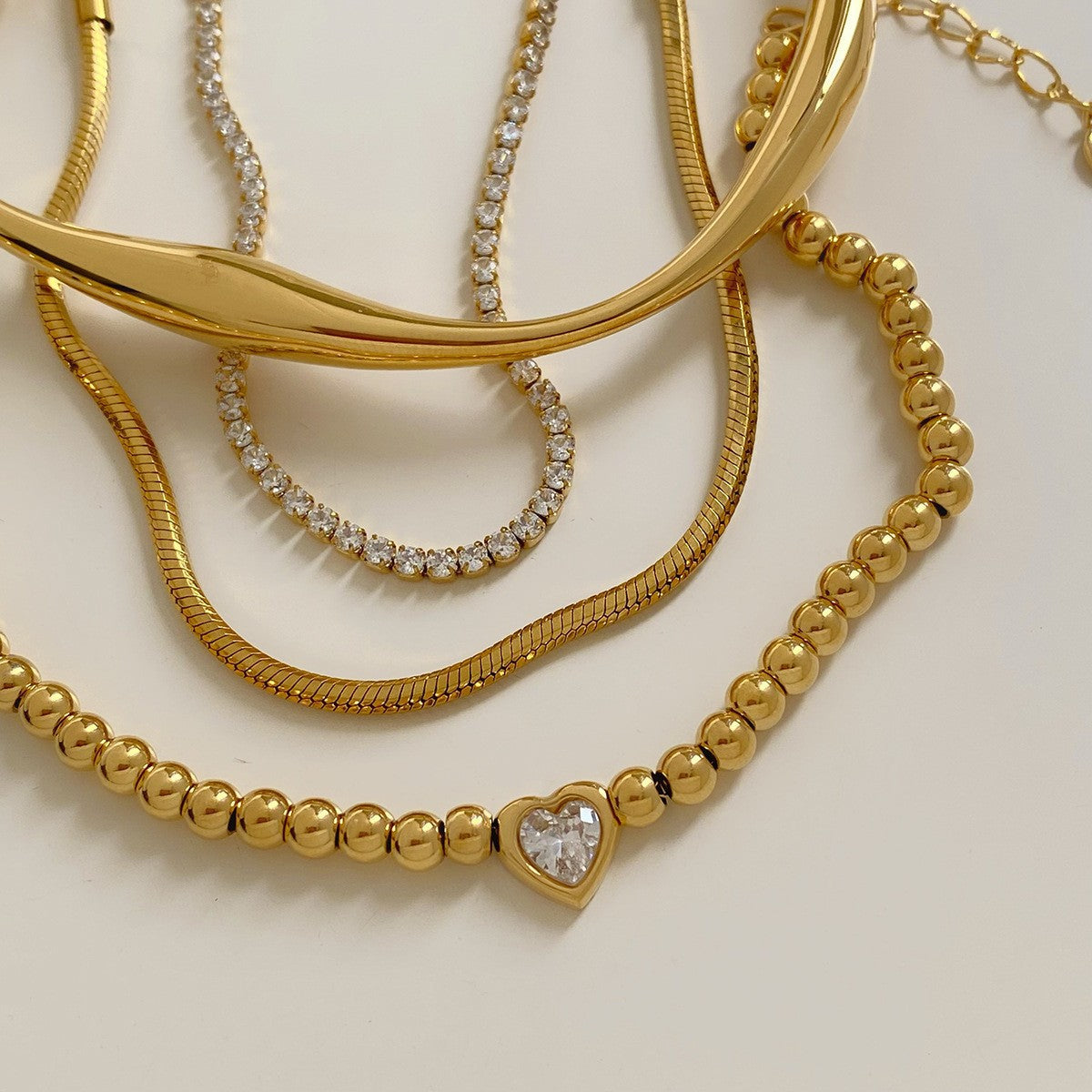 Women's European And American Twin Beaded Heart Bracelet