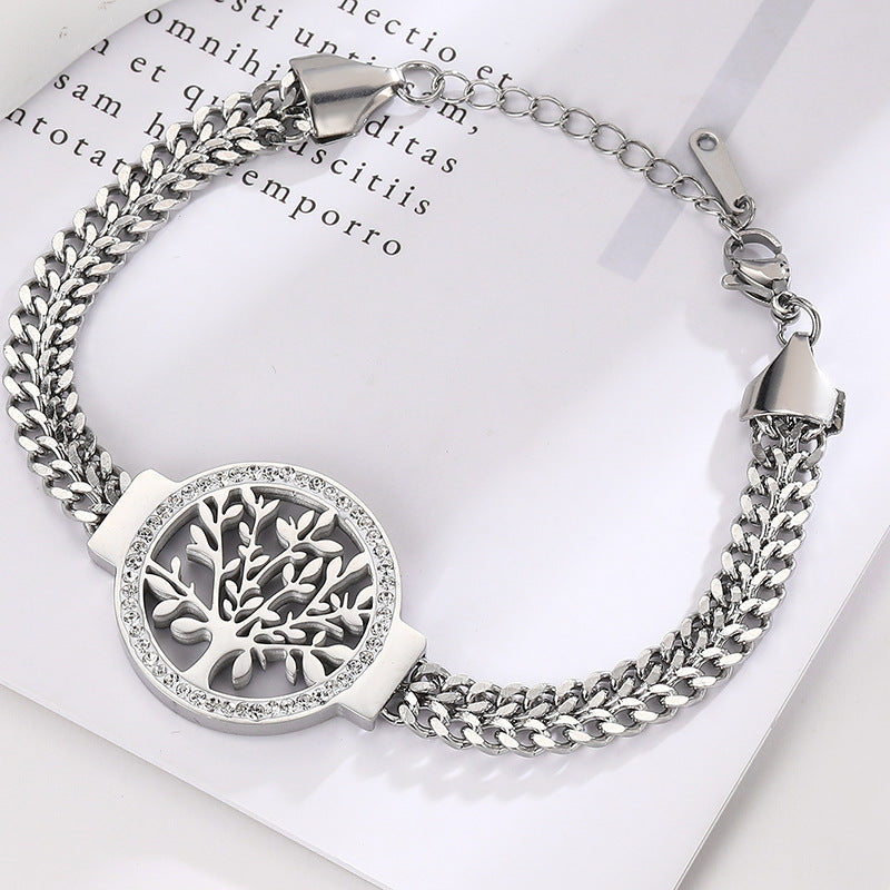 Lucky Tree Stainless Steel Color Retention Fashion European And American Style Popular Bracelet
