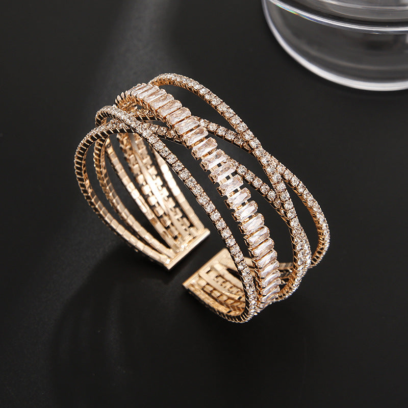 Six-row Cross Rhinestone Zircon Personalized Bracelet