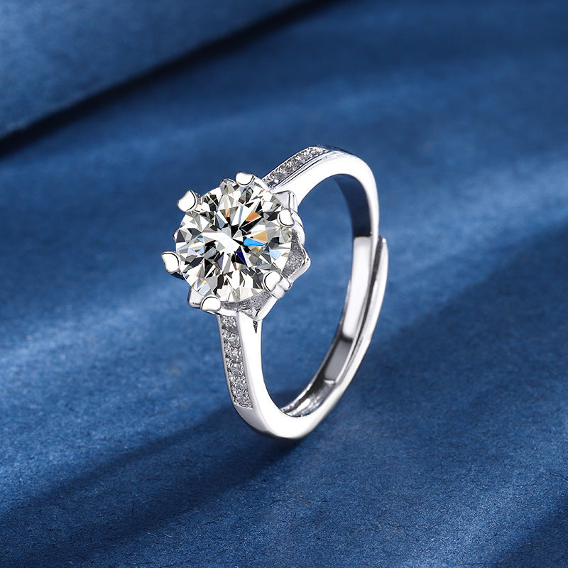 Snowflake Three-piece Simulation Moissanite Ring Necklace And Earring Suit