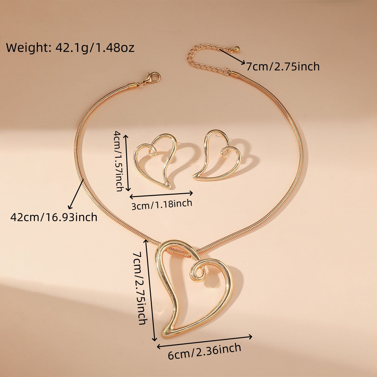 Metal Light Luxury High-grade Sense Necklace And Earrings Suite