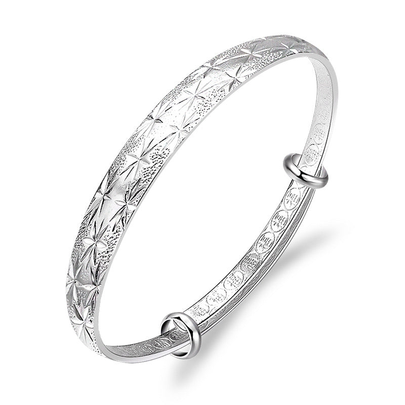 Simple Cooperized Silver Wide Bracelet For Women Personalized Opening
