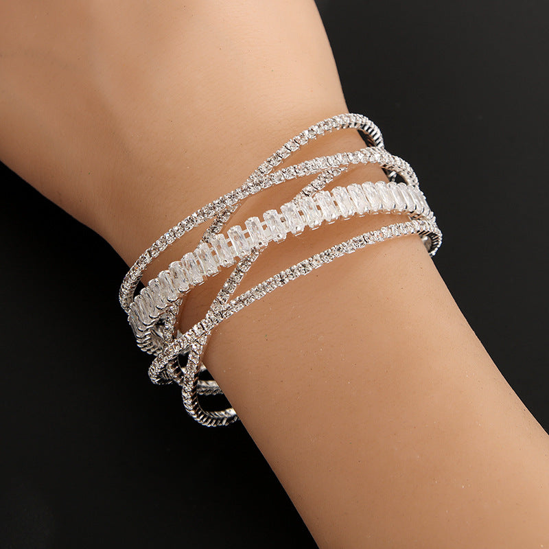 Six-row Cross Rhinestone Zircon Personalized Bracelet
