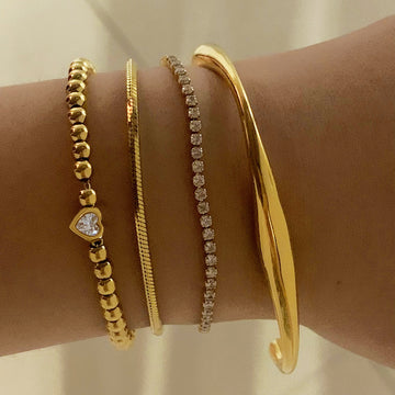 Women's European And American Twin Beaded Heart Bracelet