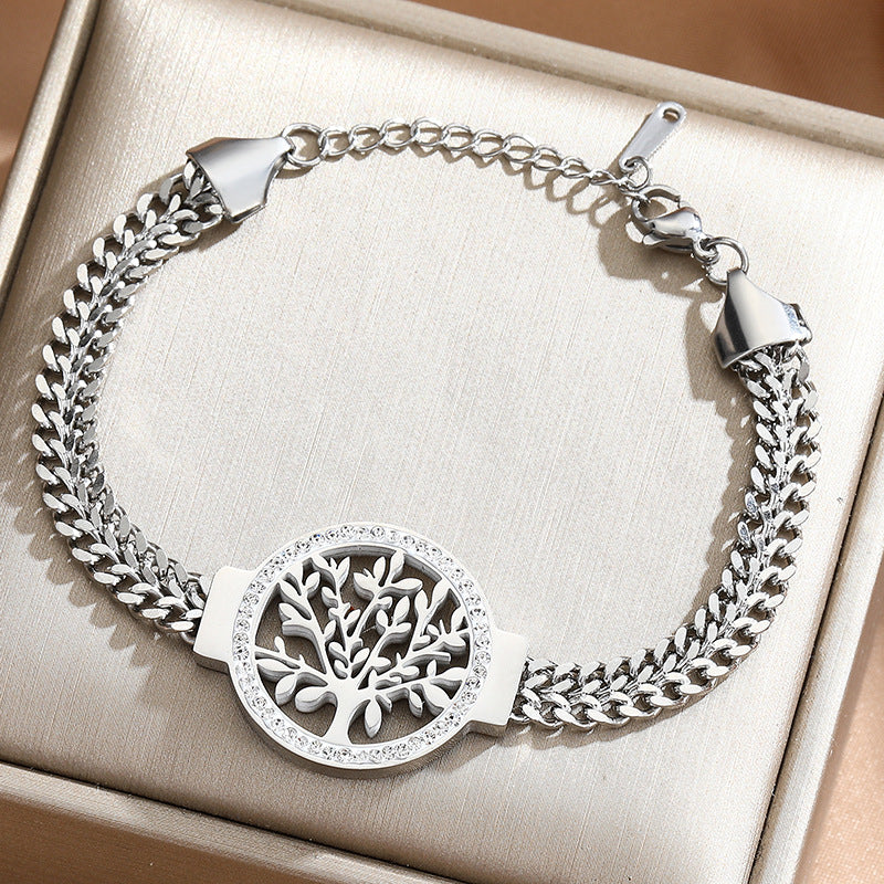 Lucky Tree Stainless Steel Color Retention Fashion European And American Style Popular Bracelet