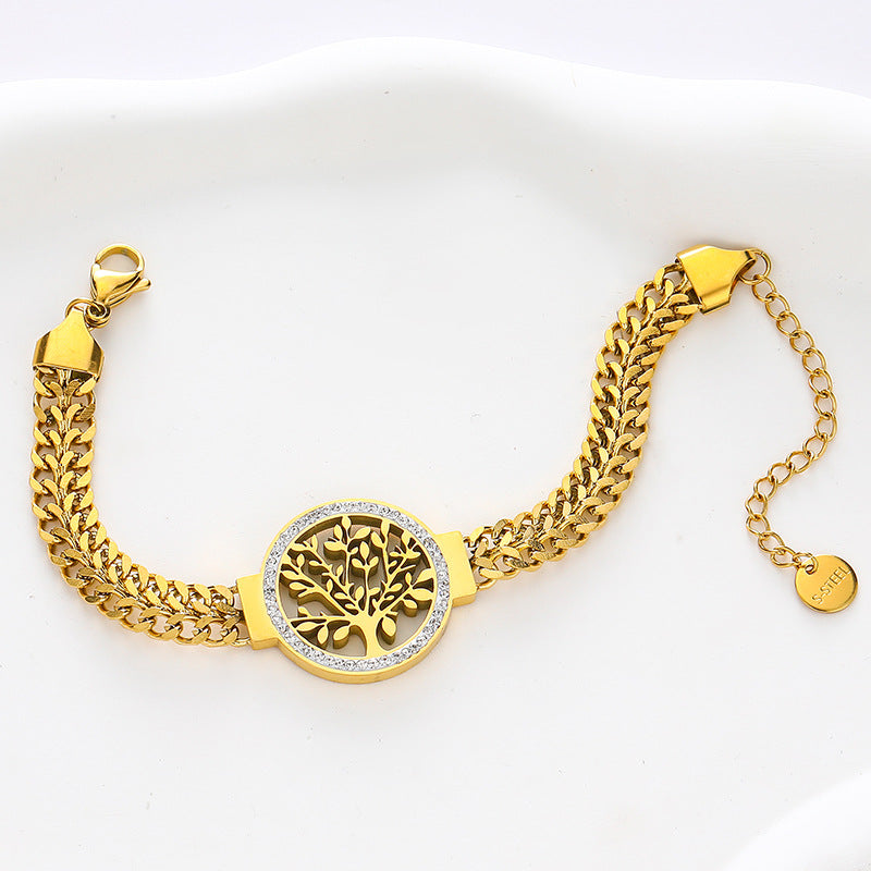 Lucky Tree Stainless Steel Color Retention Fashion European And American Style Popular Bracelet