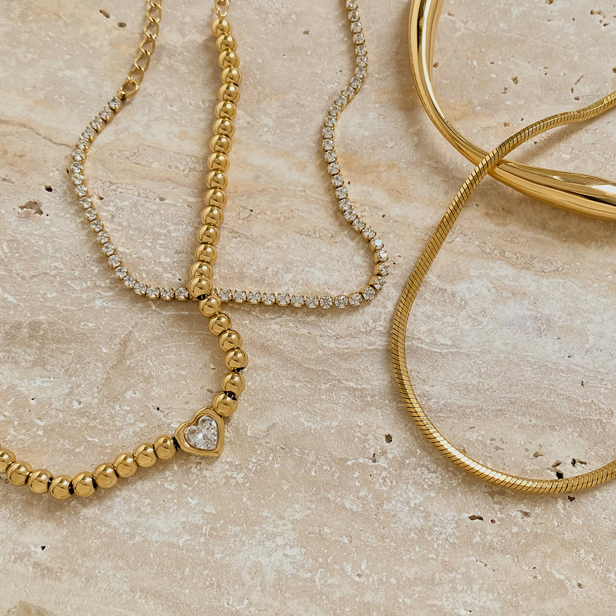 Women's European And American Twin Beaded Heart Bracelet