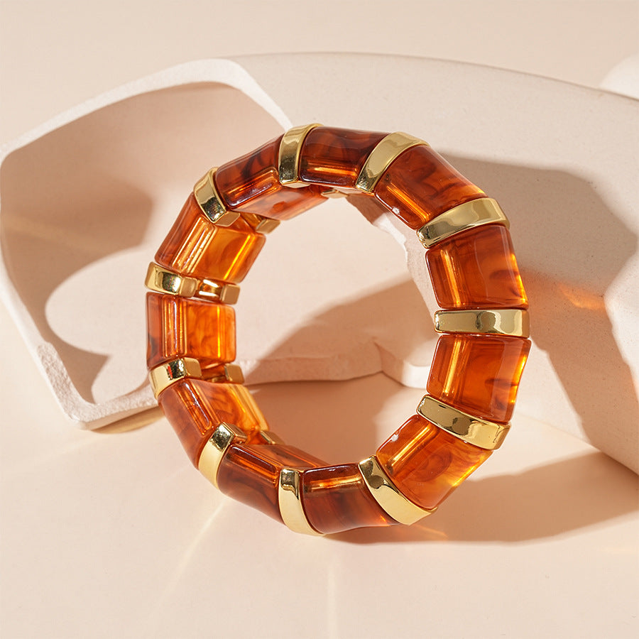 European And American Retro Blooming Acrylic Elastic Bracelet