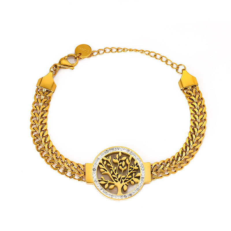 Lucky Tree Stainless Steel Color Retention Fashion European And American Style Popular Bracelet