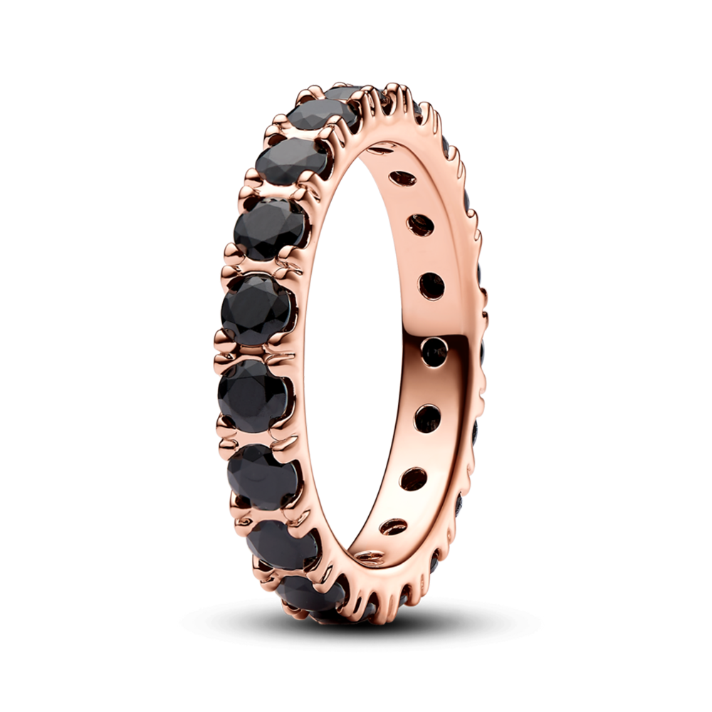 Black Sparkling Row Eternity Ring – Elegant Gift Jewelry Set