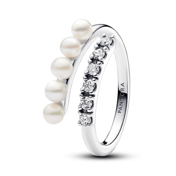 Treated Freshwater Cultured Pearls & Pavé Open Ring – Elegant Gift Jewelry Set