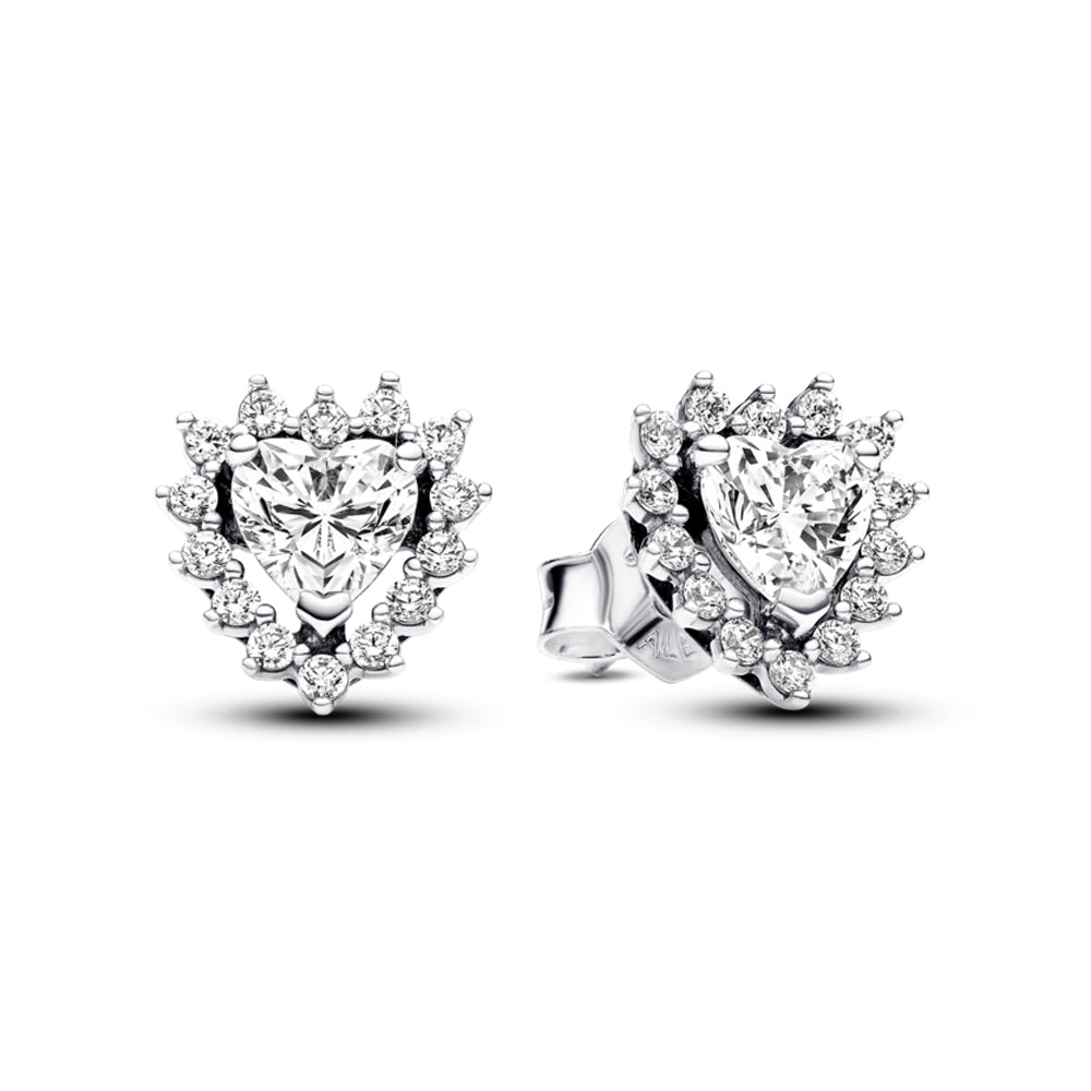 Sparkling Heart Halo Stud Earrings – Elegant Gift Jewelry Set