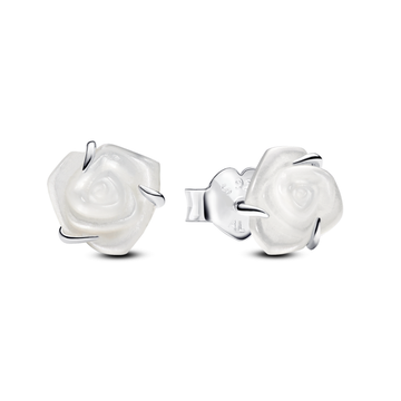 Pandora White Rose in Bloom Stud Earrings – Elegant Gift Jewelry Set