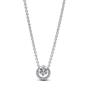 Sparkling Round Halo Pendant Collier Necklace – Elegant Gift Jewelry Set