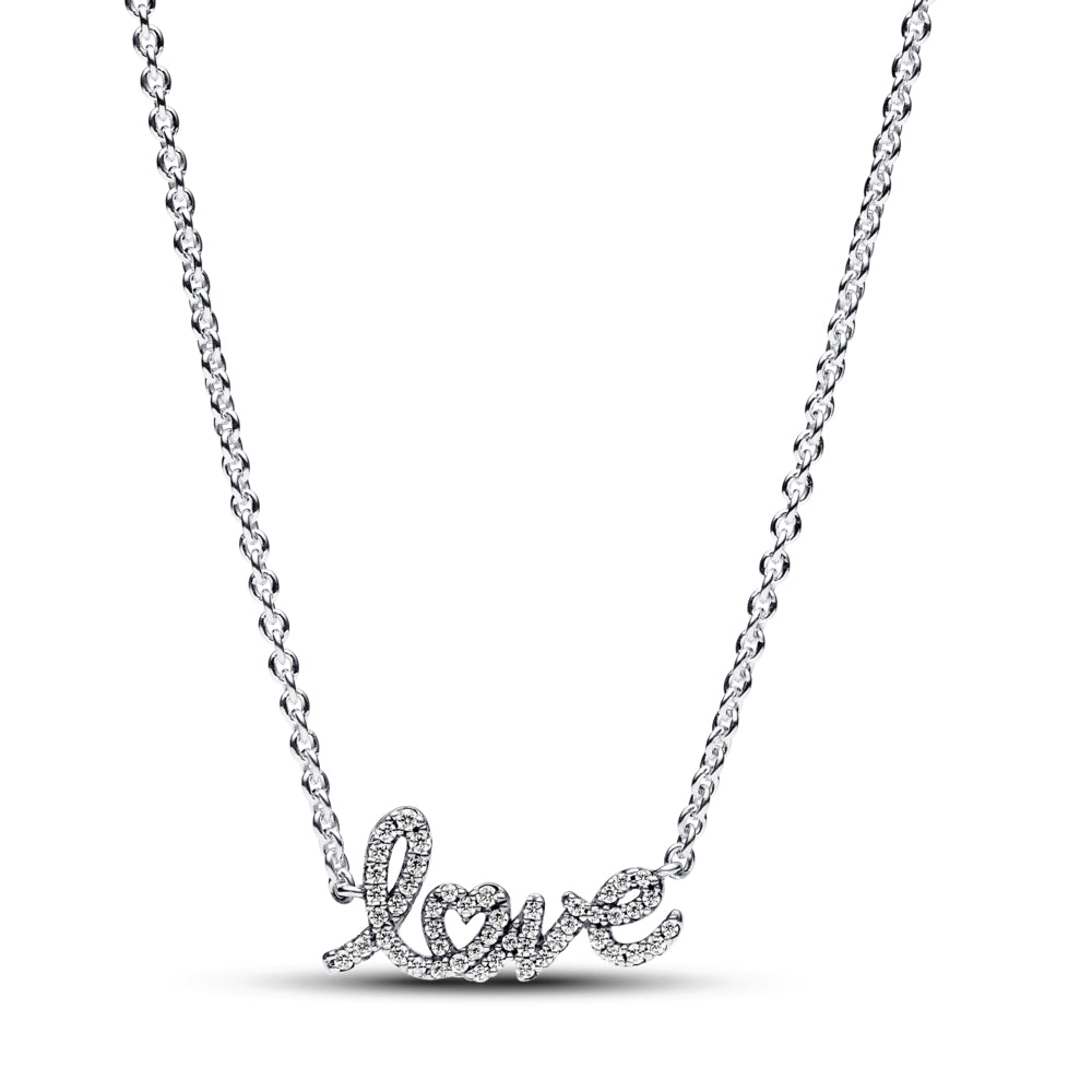 Sparkling Handwritten Love Collier Necklace – Elegant Gift Jewelry Set