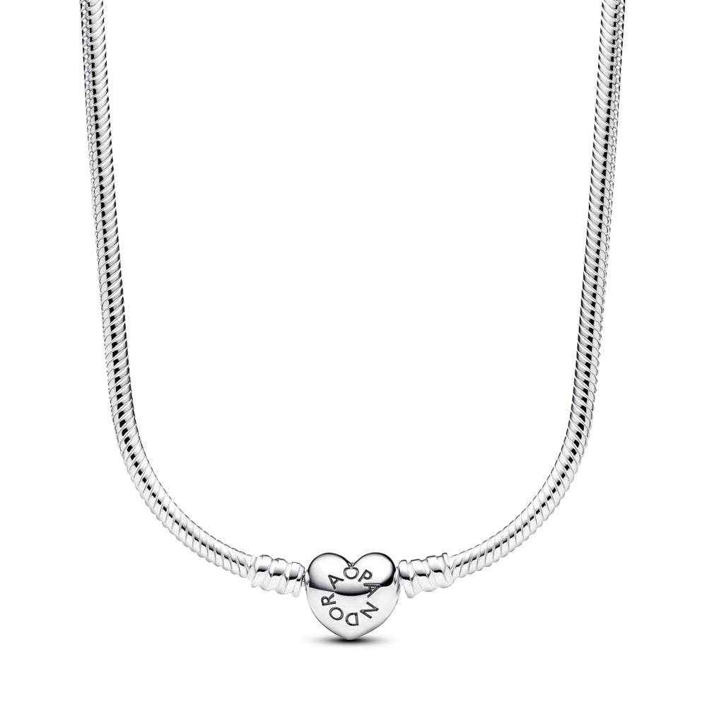 Pandora Moments Heart Clasp Snake Chain Necklace – Elegant Gift Jewelry Set