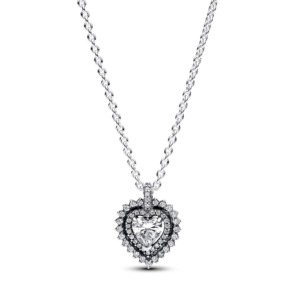 Sparkling Heart Halo Pendant Necklace – Elegant Gift Jewelry Set