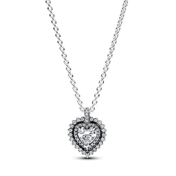 Sparkling Heart Halo Pendant Necklace – Elegant Gift Jewelry Set