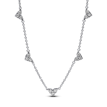 Triple Stone Heart Station Chain Necklace – Elegant Gift Jewelry Set
