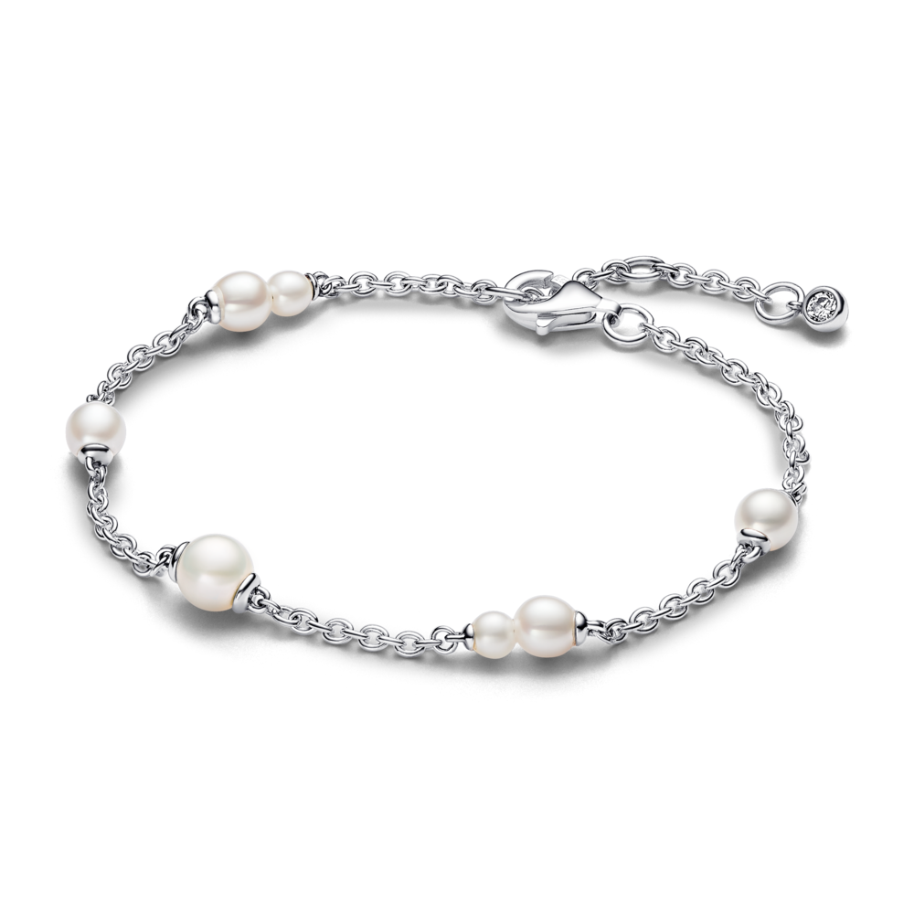 Treated Freshwater Cultured Pearl Station Chain Bracelet – Elegant Gift Jewelry Set