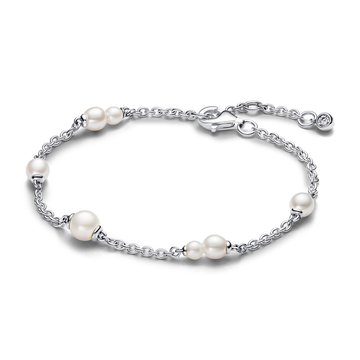 Treated Freshwater Cultured Pearl Station Chain Bracelet – Elegant Gift Jewelry Set