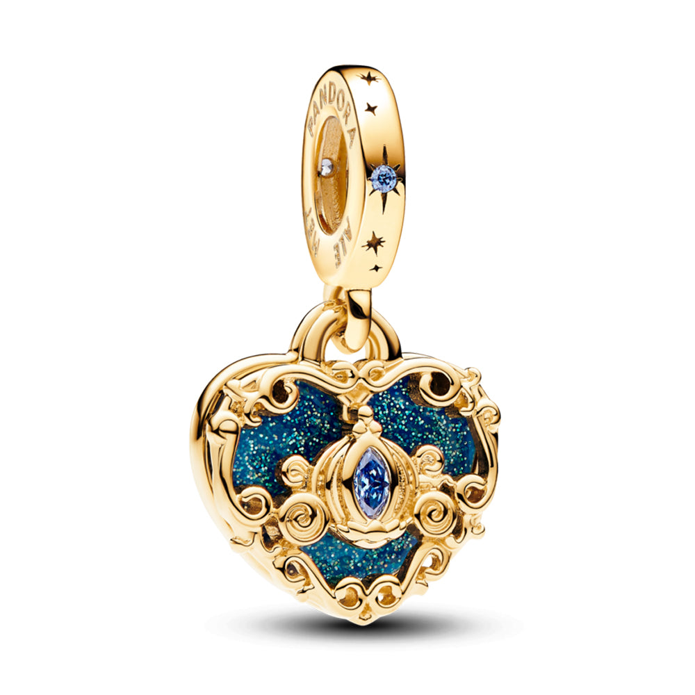 Disney Cinderella's Carriage & Heart Double Dangle Charm – Elegant Gift Jewelry Set