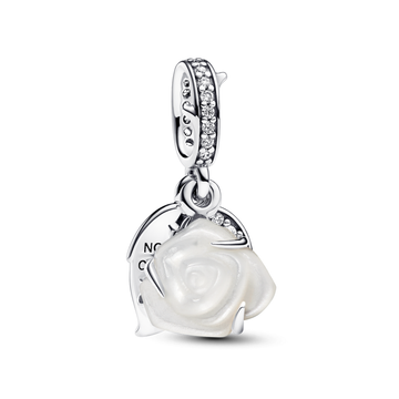 Pandora White Rose in Bloom Double Dangle Charm – Elegant Gift Jewelry Set