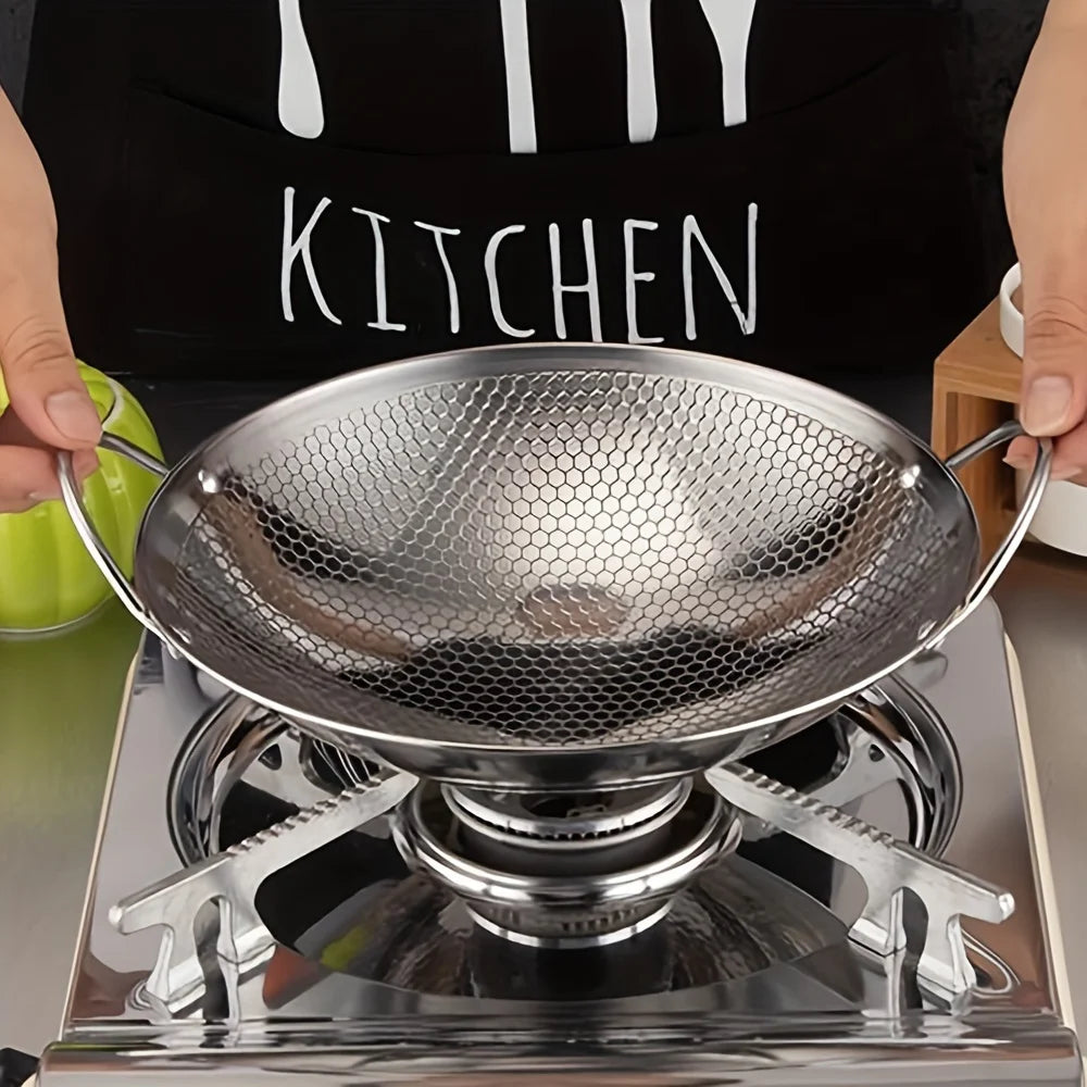 Glamorous Fati Stainless Steel Honeycomb Non-Stick Skillet 29cm