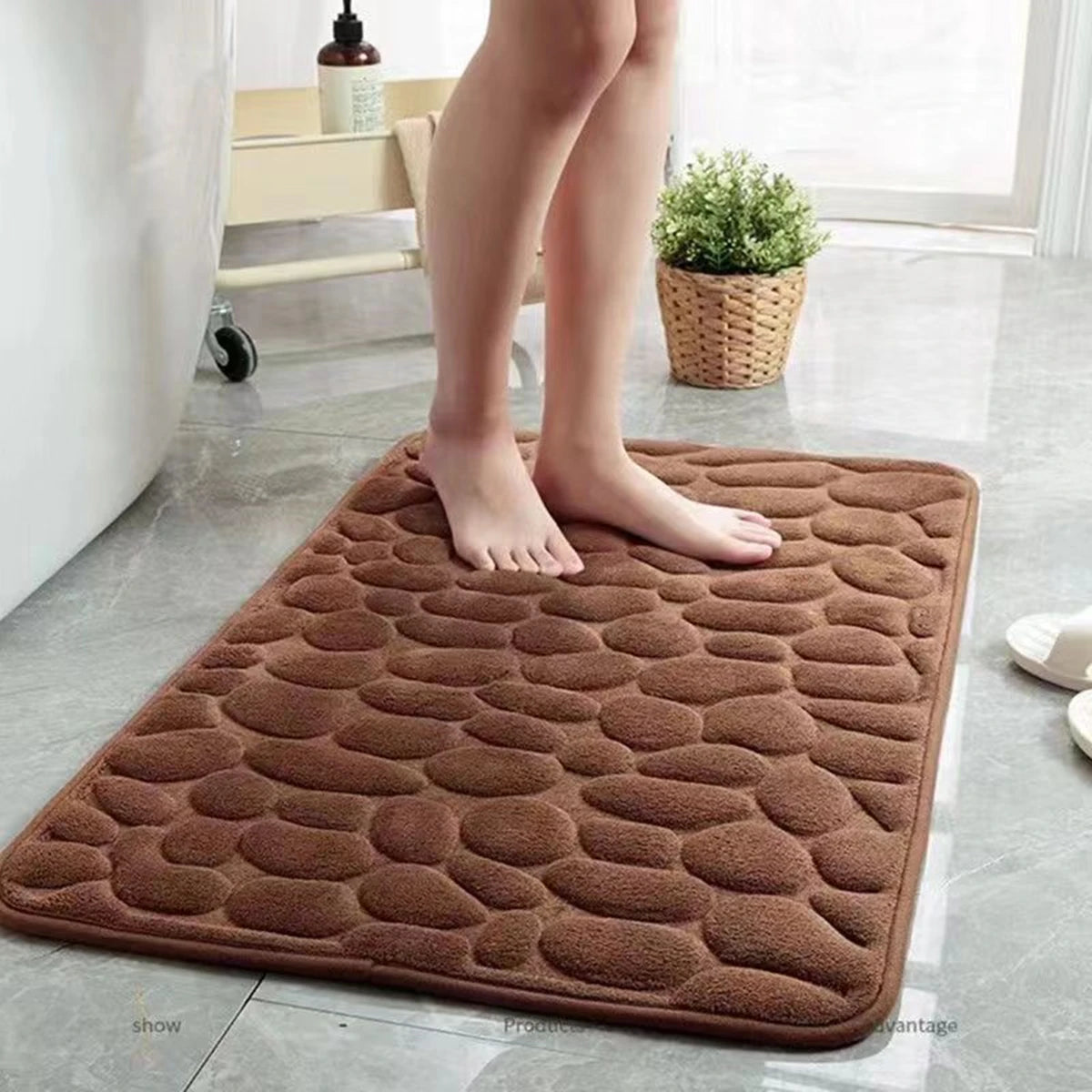 Stone Bath Mat - Water Absorbent, Anti-Skid & Washable
