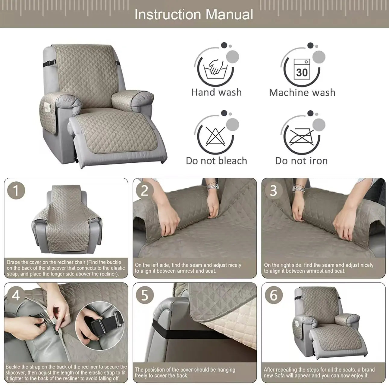 Glamorous Fati™ SnugShield Recliner Cover – Waterproof & Secure!