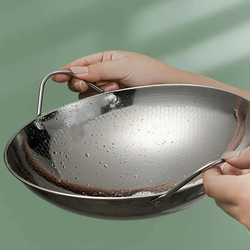 Glamorous Fati Stainless Steel Honeycomb Non-Stick Skillet 29cm