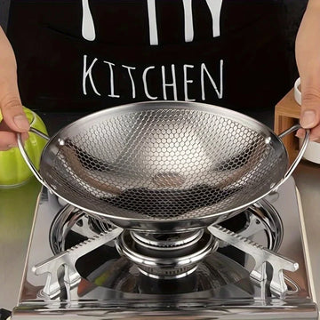 Glamorous Fati Stainless Steel Honeycomb Non-Stick Skillet 29cm