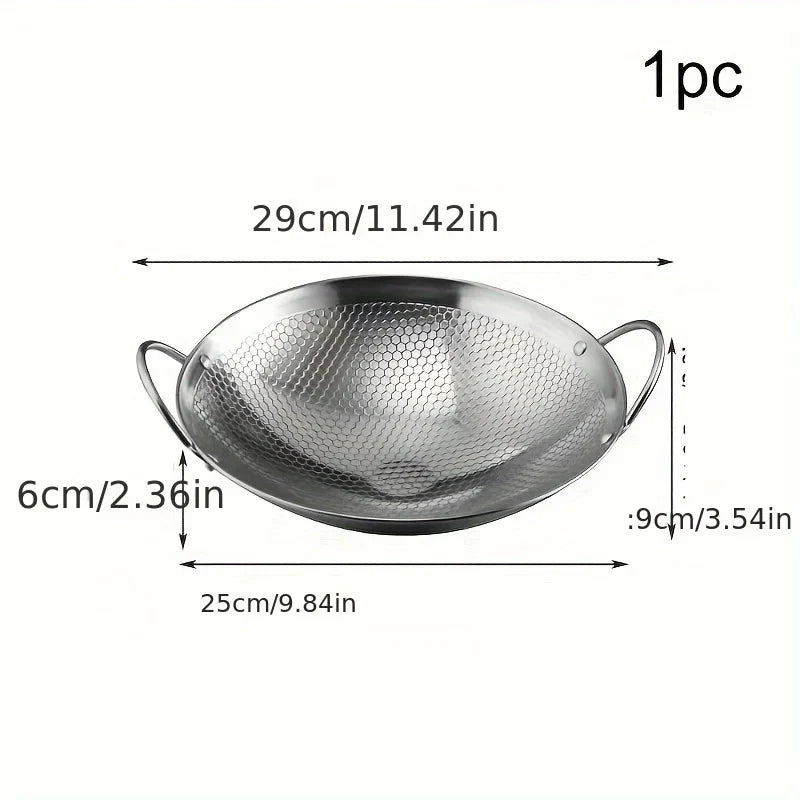 Glamorous Fati Stainless Steel Honeycomb Non-Stick Skillet 29cm