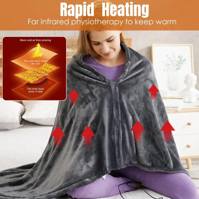Cozy Comfort: Portable USB Heated Blanket Shawl for On-the-Go Warmth