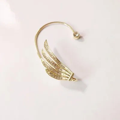 2023 New Korean Angel Wing Rhinestone Earrings Shiny Drill Arc Ear Hanging Clip Earrings for Women Unusual Ear Cuff