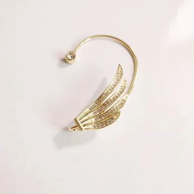 2023 New Korean Angel Wing Rhinestone Earrings Shiny Drill Arc Ear Hanging Clip Earrings for Women Unusual Ear Cuff