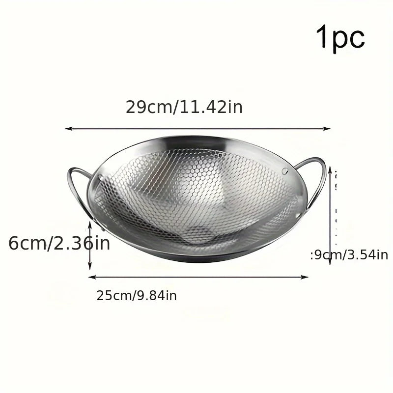 Glamorous Fati Stainless Steel Honeycomb Non-Stick Skillet 29cm