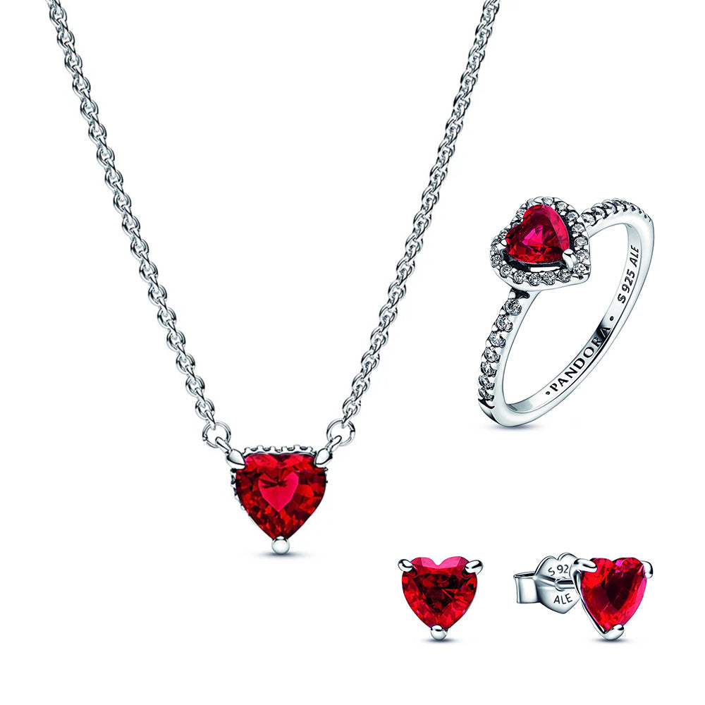 Sparkling Red Heart Jewelry Set – Elegant Gift Jewelry Set