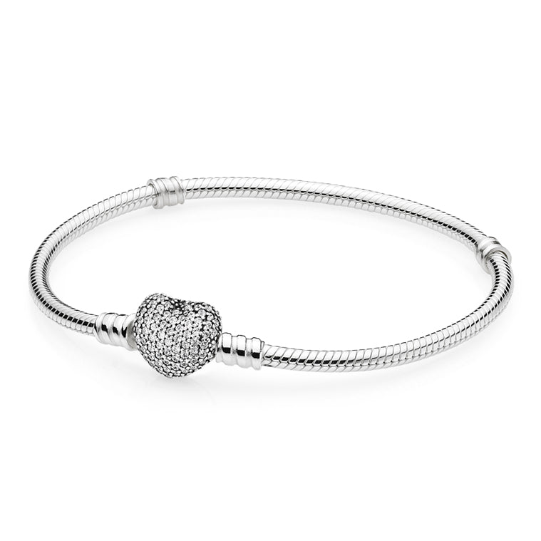 Pandora Moments Sparkling Pavé Heart Clasp Bracelet – Elegant Gift Jewelry Set