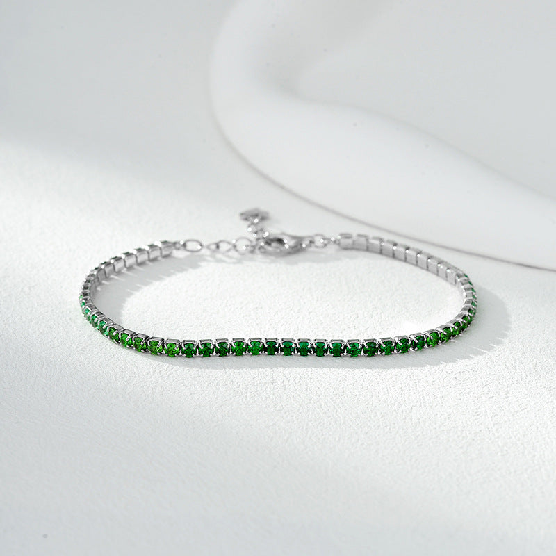 Diamond Color Zirconium Tennis Chain S925 Sterling Silver Single Row Inlaid Zircon Bracelet