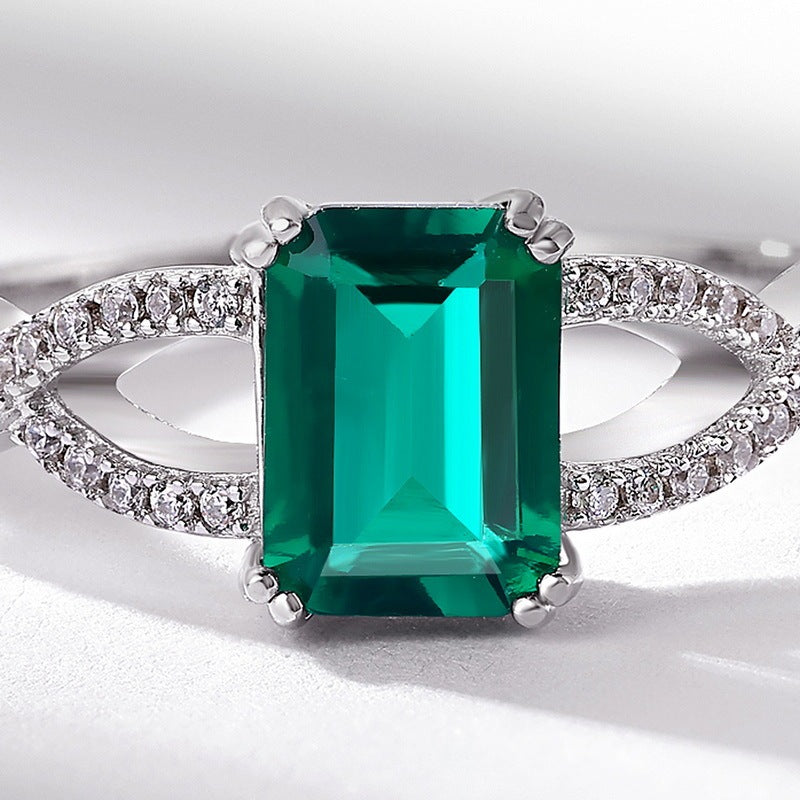 S925 Inlaid Emerald Retro Finger Ring