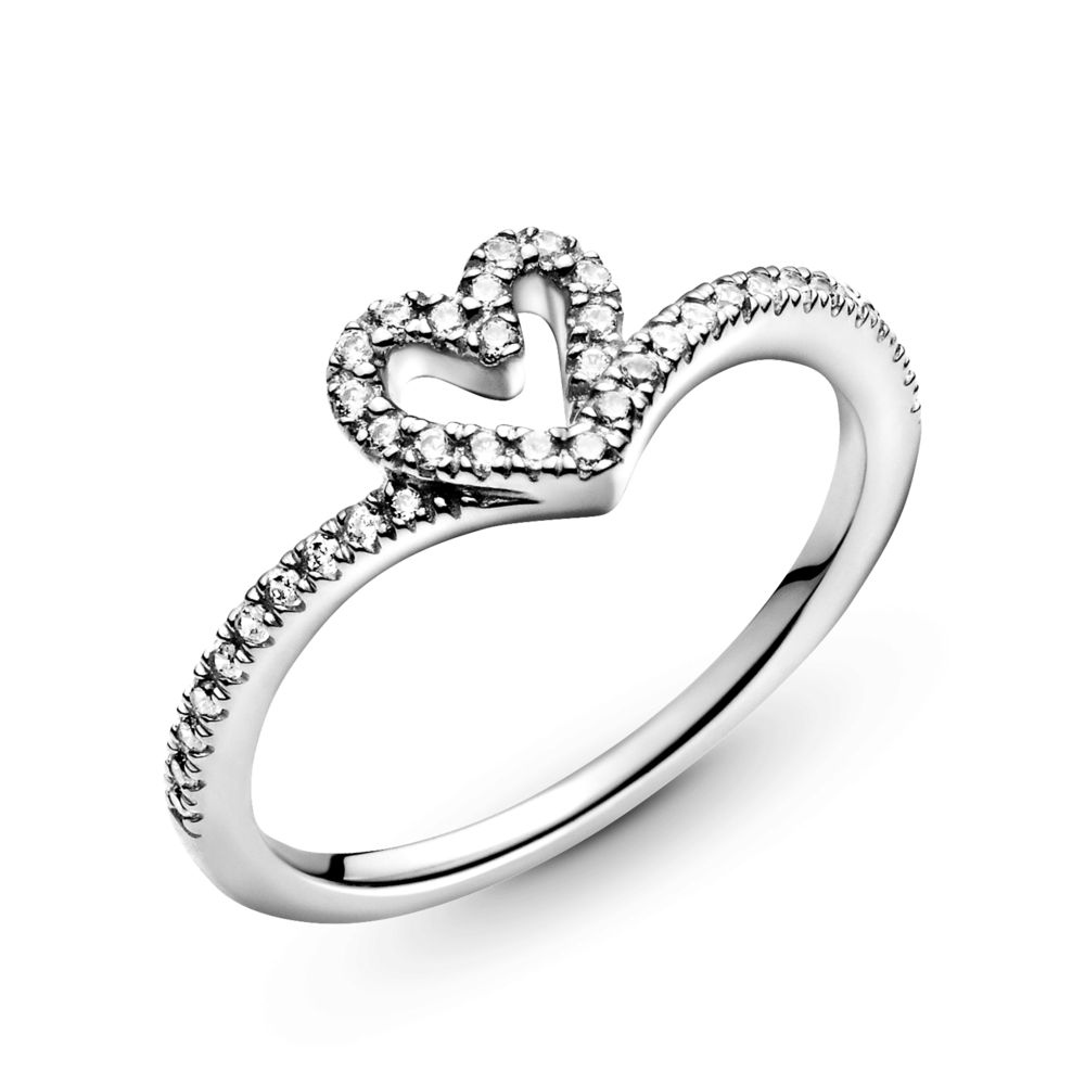 Pandora Sparkling Heart Wishbone Ring – Elegant Gift Jewelry Set
