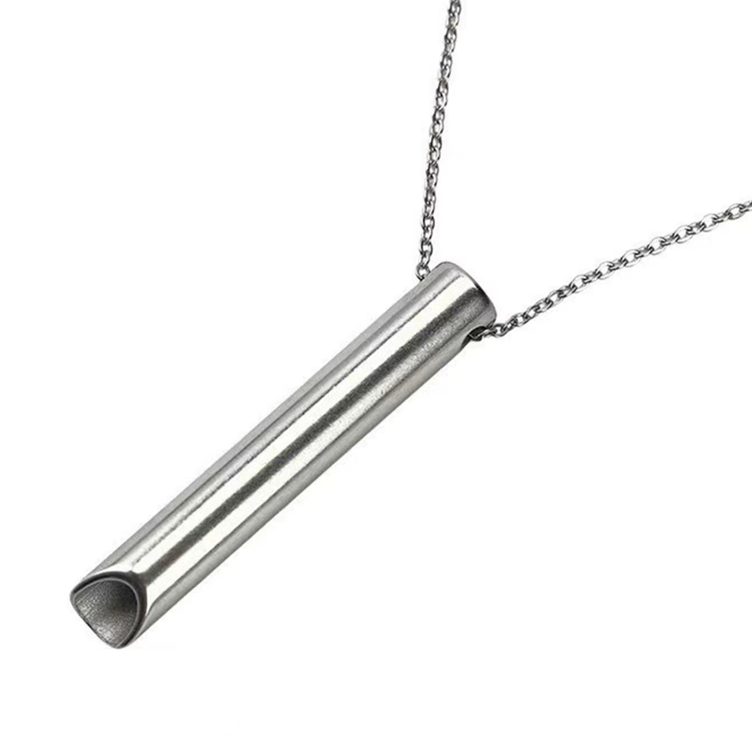 Breathwork Meditation Mindfulness Breathing anti Smoking Necklace Stainless Steel Whistle Anxiety Relief Jewelry