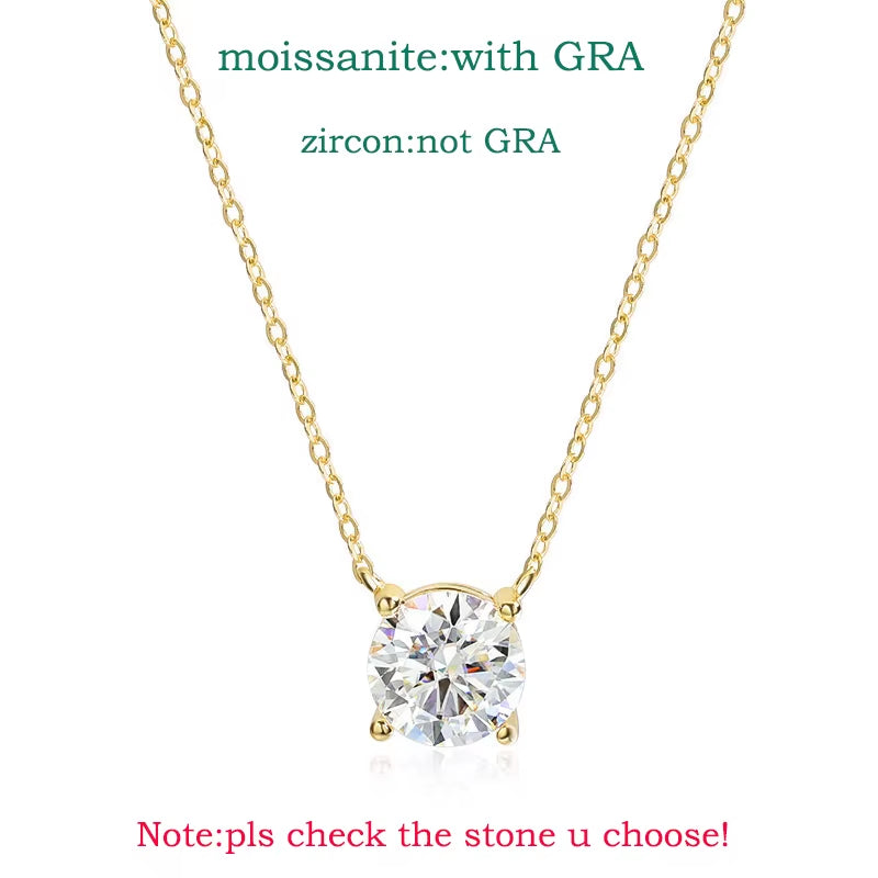 1-5CT Rose Gold Color Moissanite Necklace for Women D Color Sparkling Classic Lab Diamon Pendant Sterling Silver 925 GRA