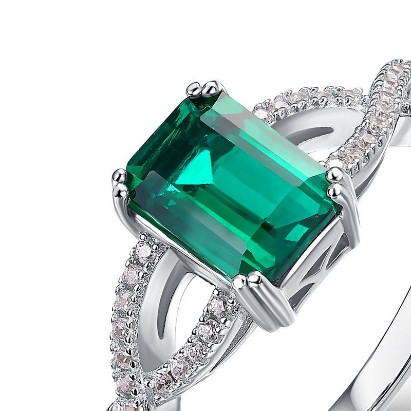 S925 Inlaid Emerald Retro Finger Ring