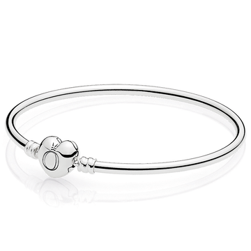 Pandora Moments Silver Bangle Logo Heart Clasp Bracelet – Elegant Gift Jewelry Set
