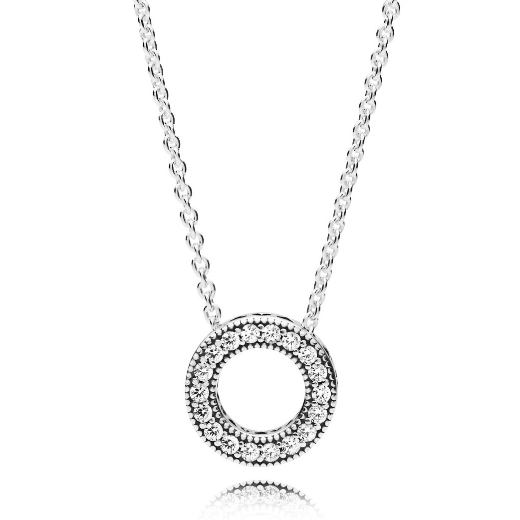 Pandora Logo Pavé Circle Collier Necklace – Elegant Gift Jewelry Set