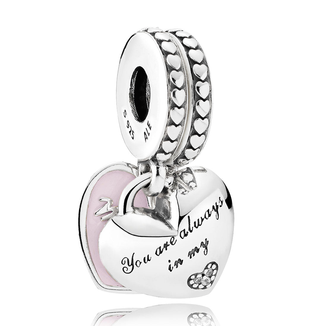 Pandora Mother & Daughter Hearts with Soft Pink Enamel & Clear CZ Dangle – Elegant Gift Jewelry Set