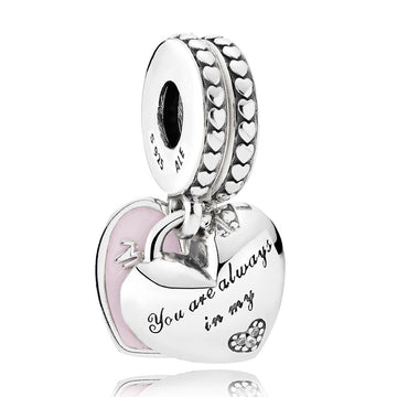 Pandora Mother & Daughter Hearts with Soft Pink Enamel & Clear CZ Dangle – Elegant Gift Jewelry Set