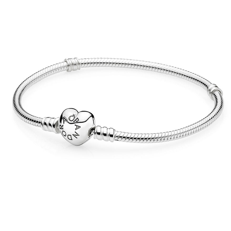 Pandora Moments Heart Clasp Snake Chain Bracelet – Elegant Gift Jewelry Set